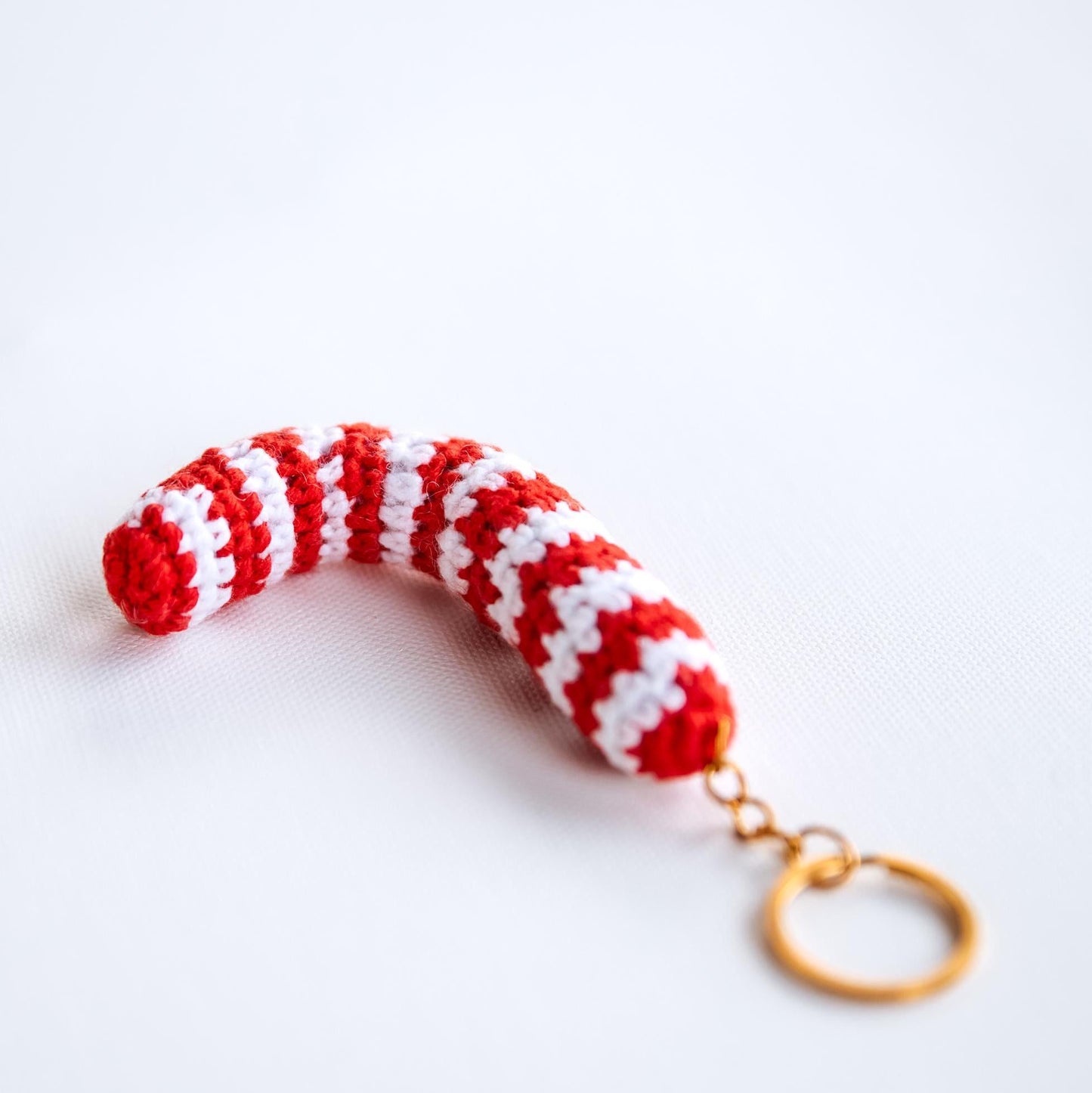 Christmas Keychain Candy Cane Keychain Kawai Candy Cane Zipper Pull Candy Cane Backpack Charm Candy Cane Crochet Keychain Stocking Stuffer - Hemsin Atelier