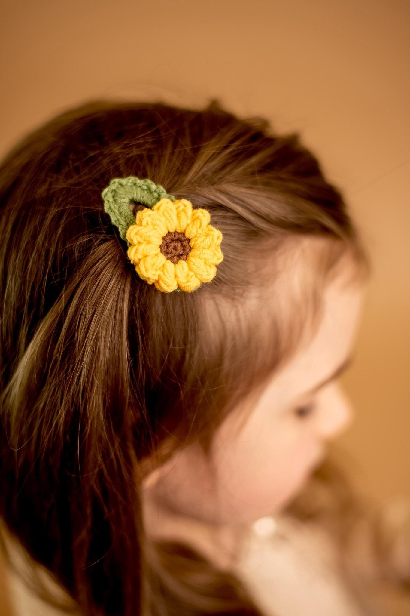Sunflower Hair Clip Floral Hair Clip Sunflower Hair Snap Sunflower Hair Barrette Flower Crochet Hair Clip Fun Stocking Stuffers Toddler Gift - Hemsin Atelier
