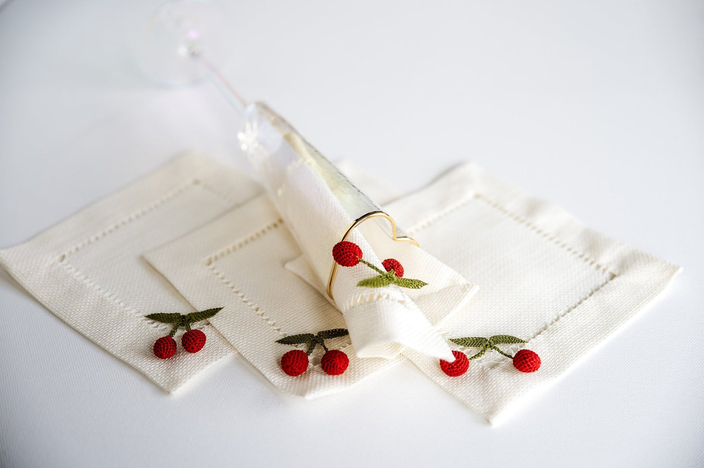 3D Cherry Cocktail Napkin - Hemsin Atelier