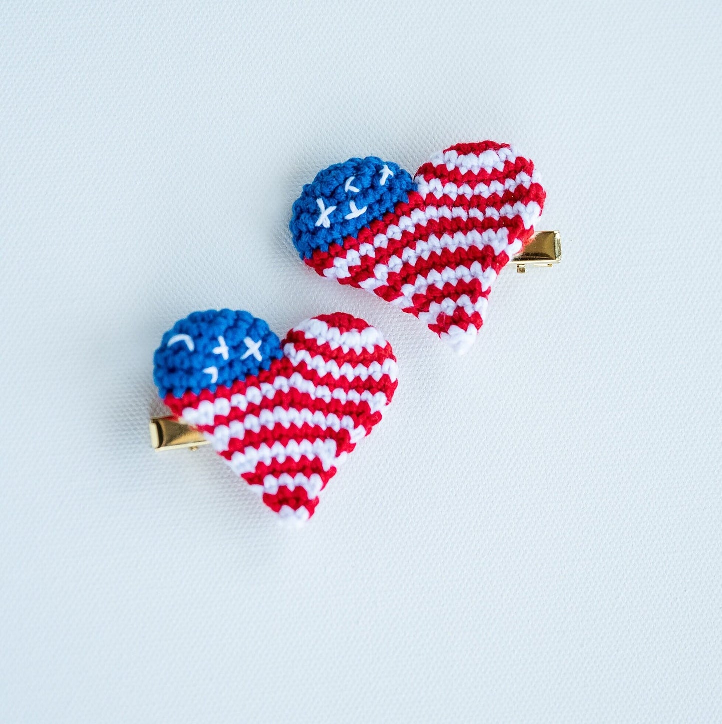 American Flag Heart Hair Clips - Hemsin Atelier