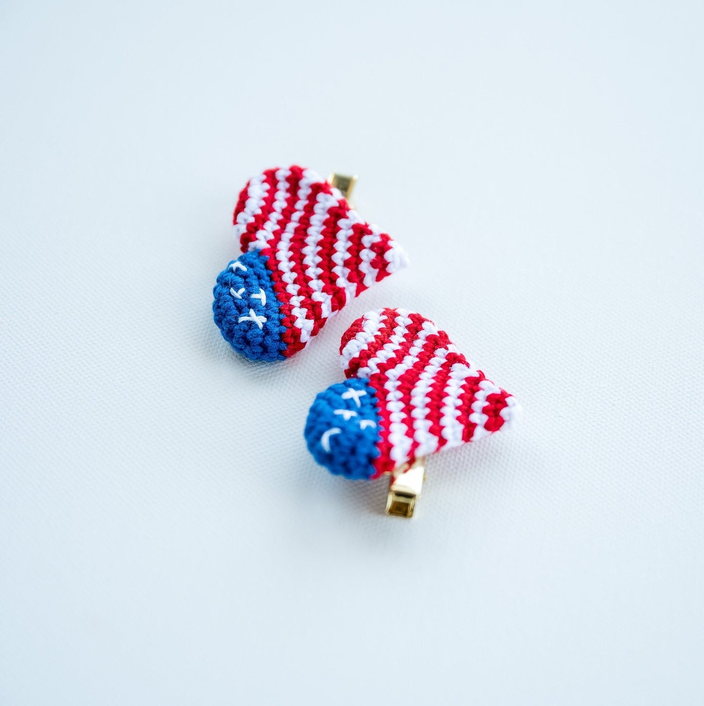 American Flag Heart Hair Clips - Hemsin Atelier