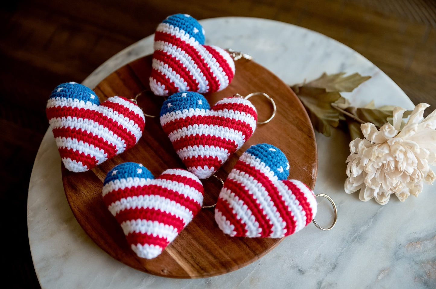 American Flag Heart Keychains - Hemsin Atelier