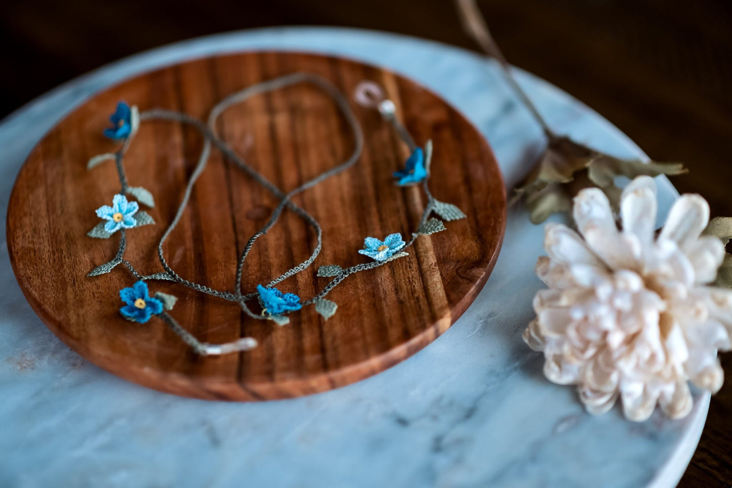 Blue Floral Eyeglass Chain - Hemsin Atelier