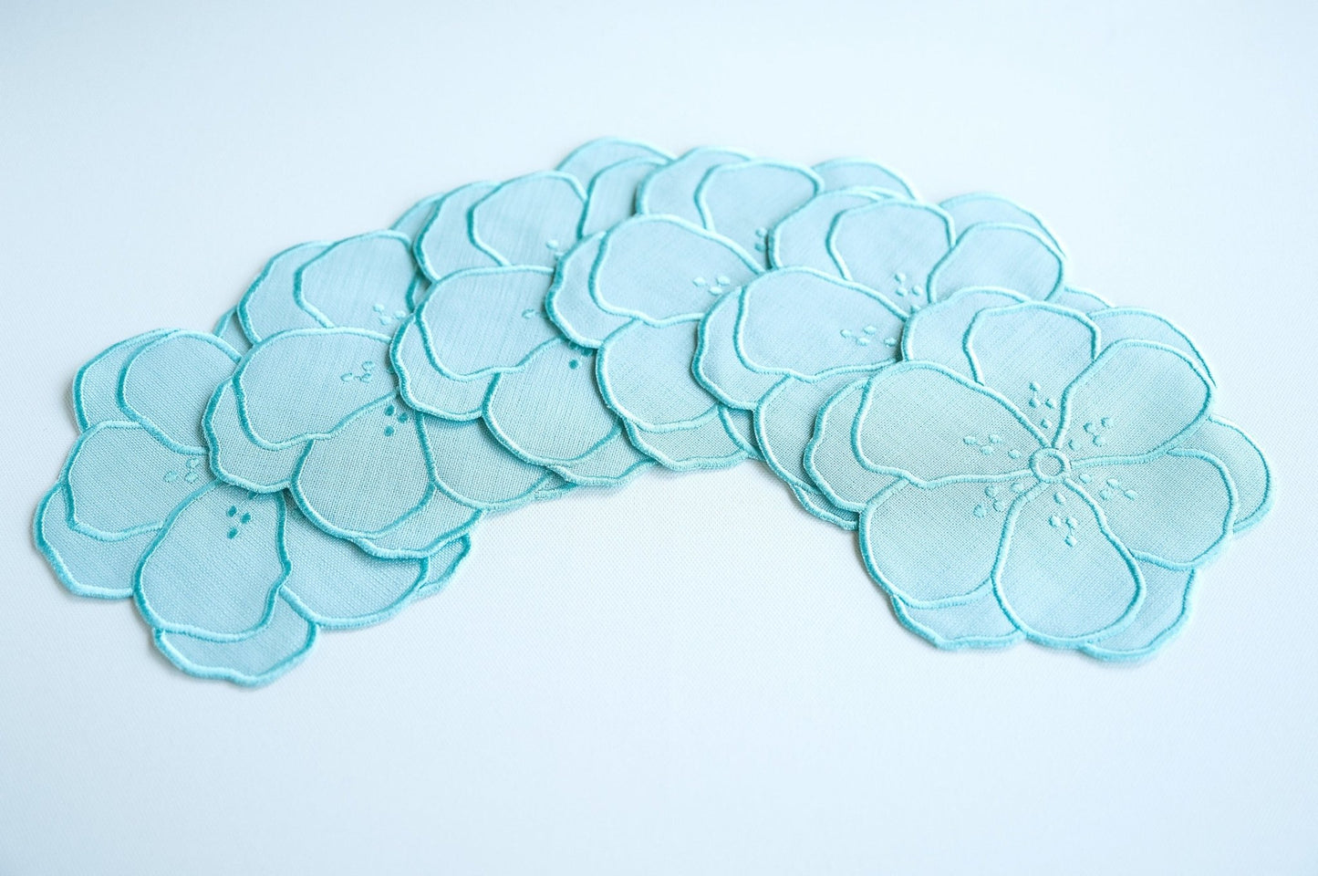 Blue Flower Embroidered Cocktail Napkins - Hemsin Atelier