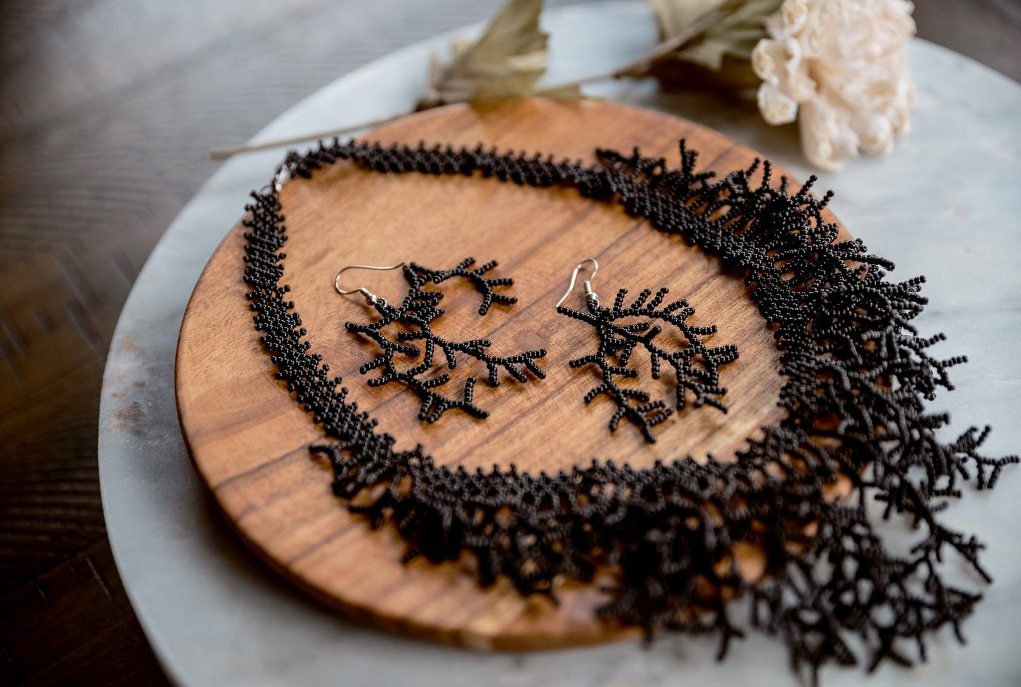 Coral Beaded Earrings - Hemsin Atelier