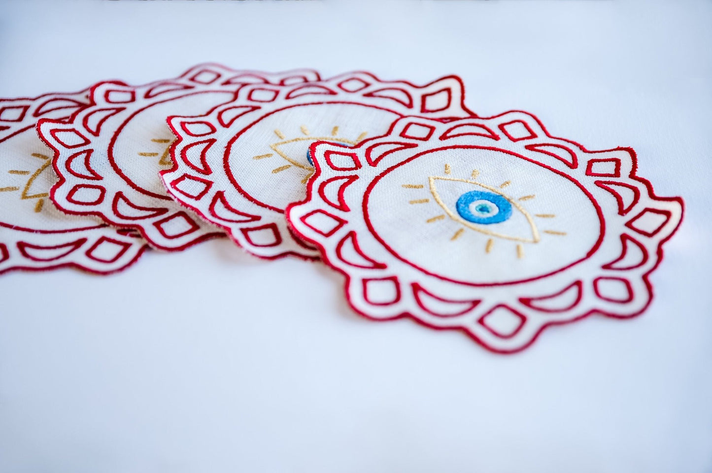 Evil Eye Embroidered Cocktail Napkins - Hemsin Atelier
