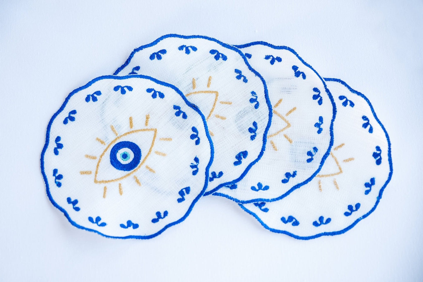 Evil Eye Embroidered Cocktail Napkins - Hemsin Atelier