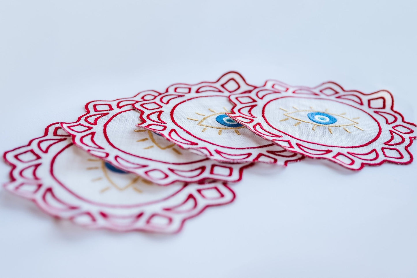 Evil Eye Embroidered Cocktail Napkins - Hemsin Atelier