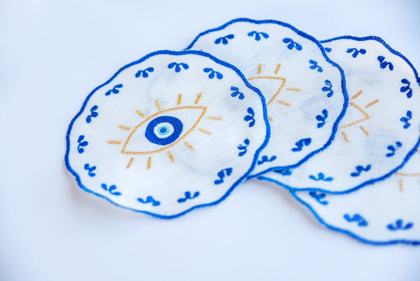 Evil Eye Embroidered Cocktail Napkins - Hemsin Atelier