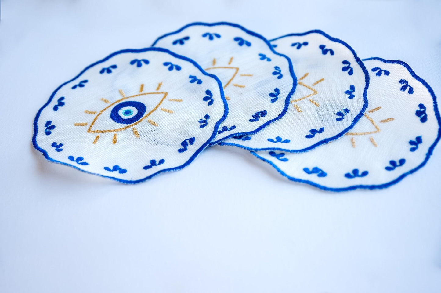 Evil Eye Embroidered Cocktail Napkins - Hemsin Atelier