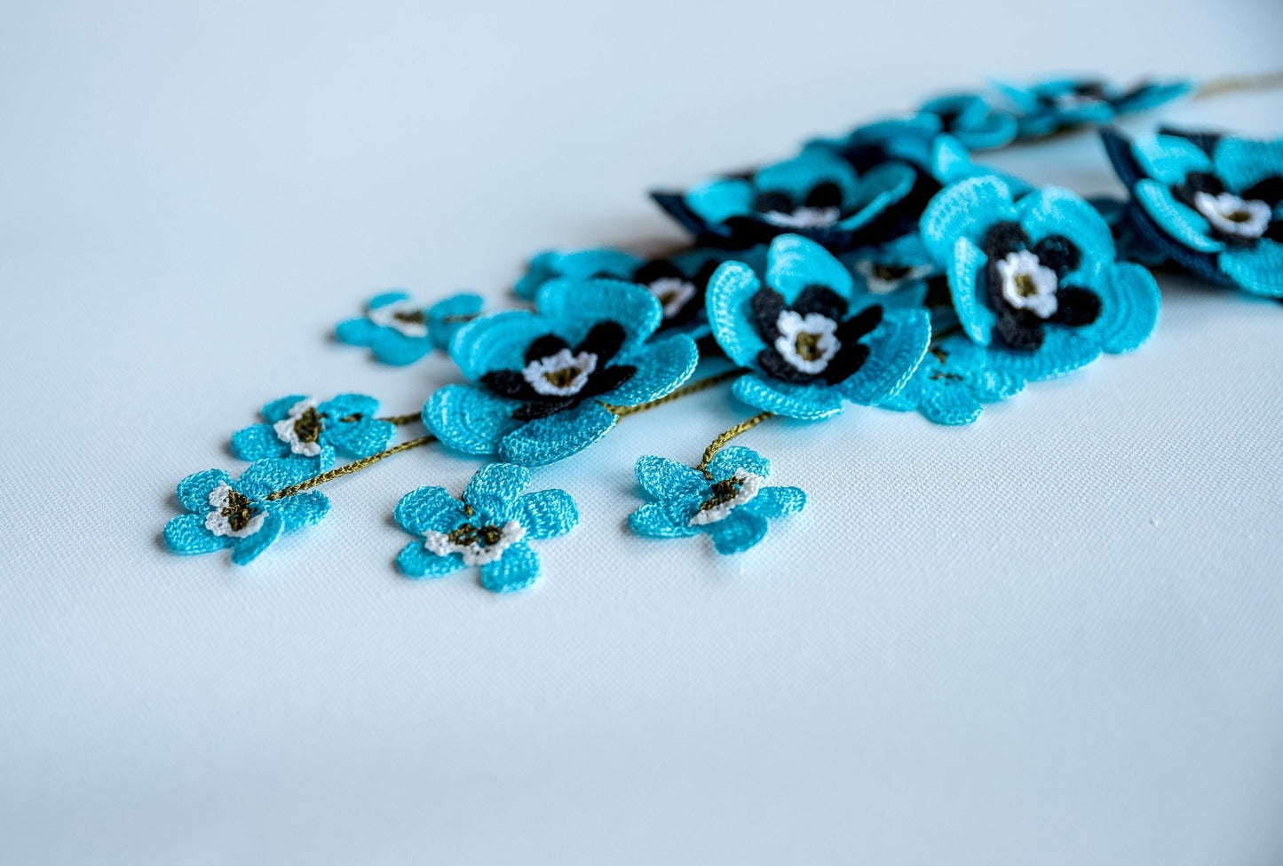 Floral Blue Statement Necklace - Hemsin Atelier