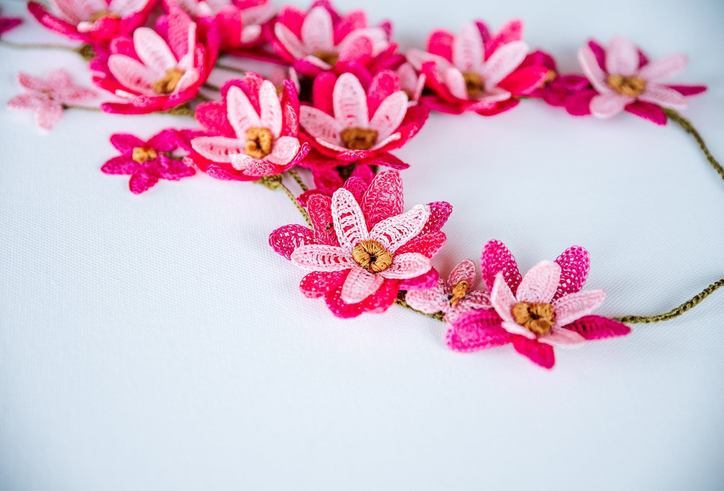 Floral Pink Statement Necklace - Hemsin Atelier