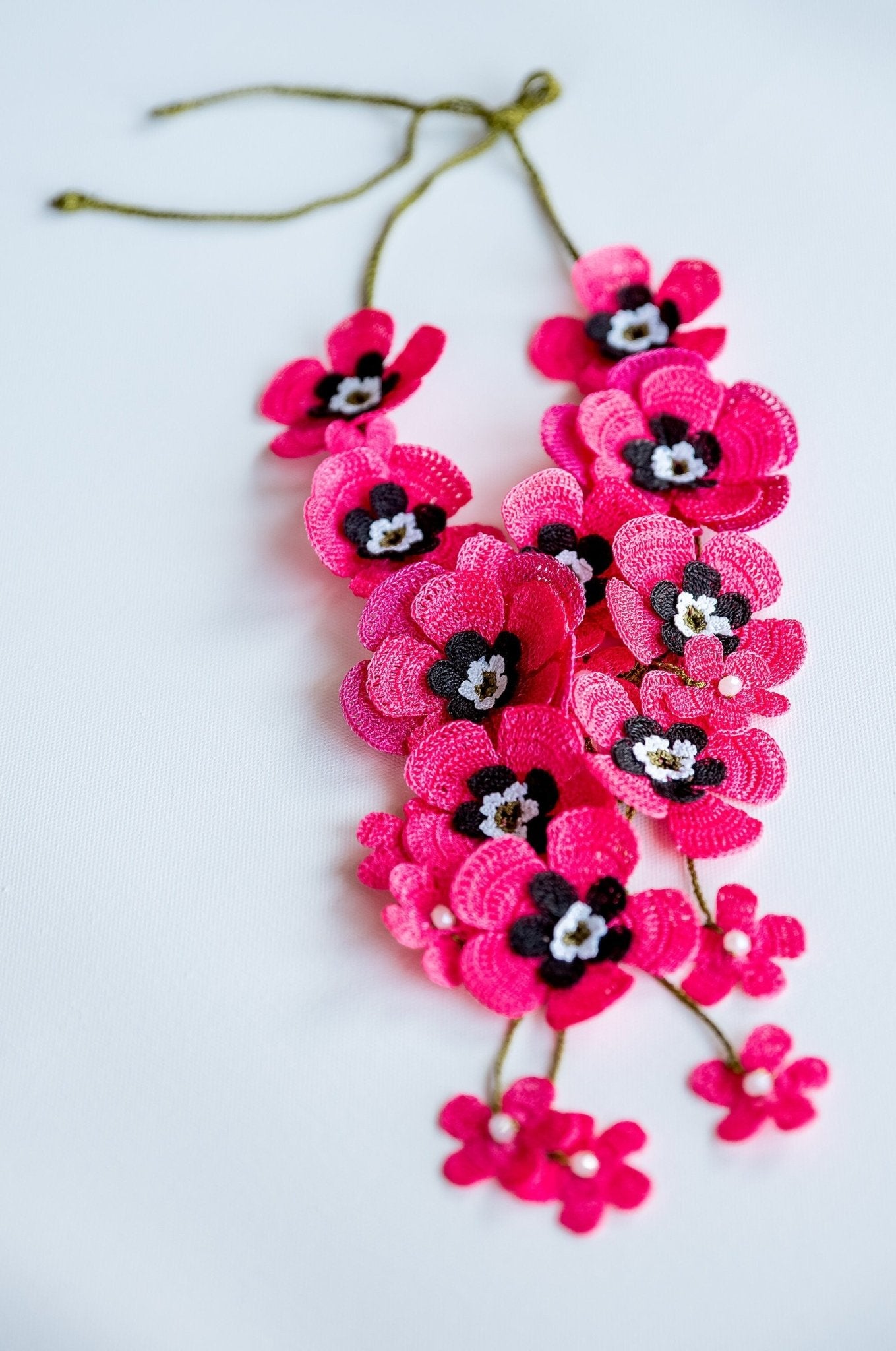 Floral Pink Statement Necklace - Hemsin Atelier