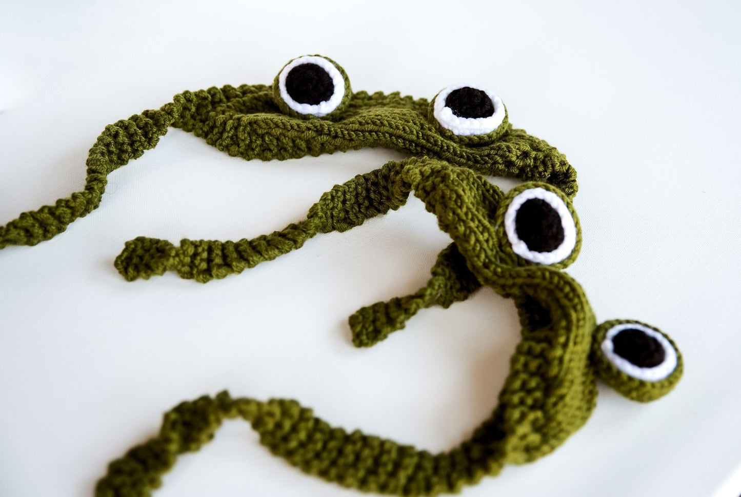 Frog Headband 3D Frog Eye Headband Green Frog Headband Kawai Animal Hairband Cute Crochet Frog Headwear Amigurumi Frog Costume Kawai Gift - Hemsin Atelier