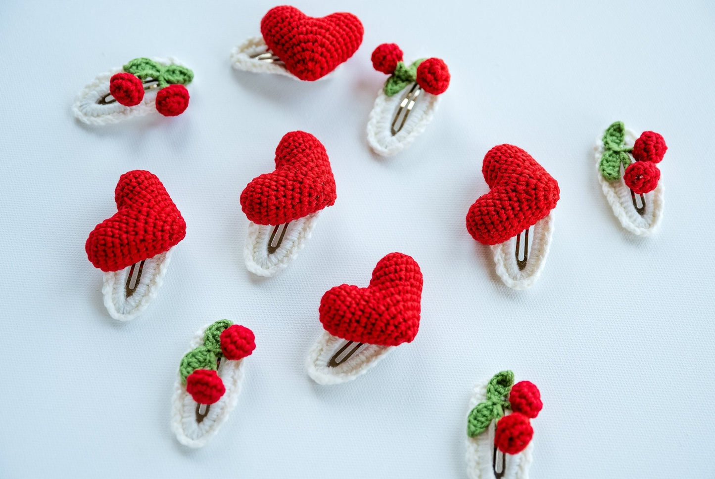 Heart and Cherry Hair Clips - Hemsin Atelier