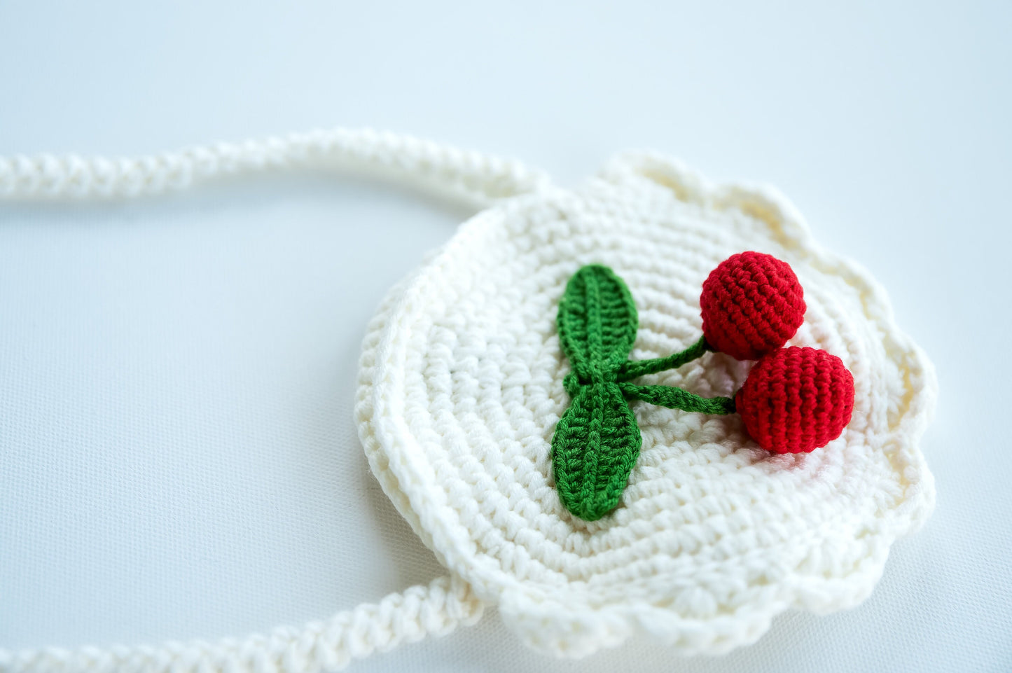 Cherry Bag 3D Cherry Toddler Bag Kawai Cherry Hair Clip Cherry Bag Hair Clip Set Cute Crochet Toddler Accessories Unique White Toddler Bag
