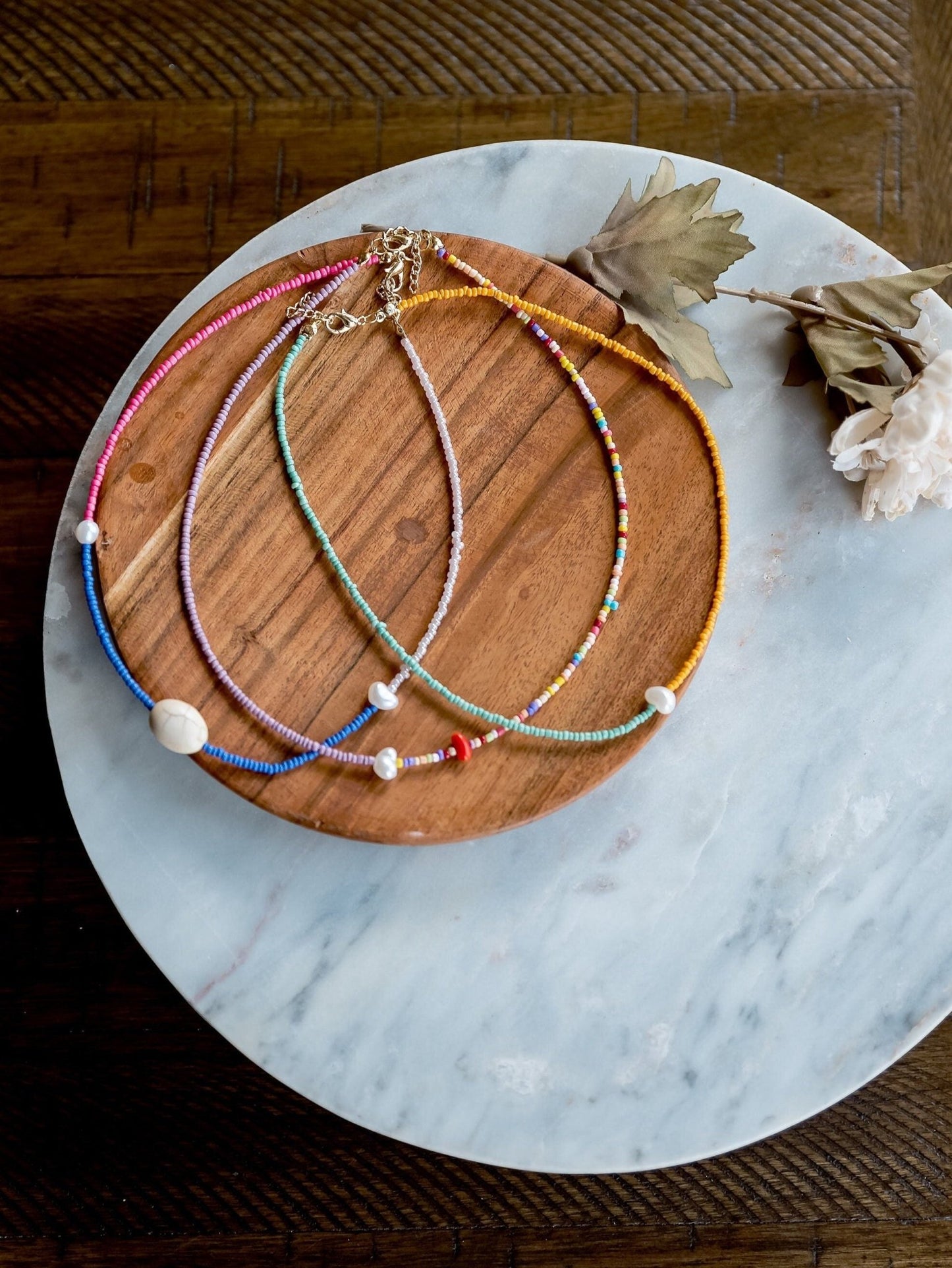 Minimal Beaded Necklace - Hemsin Atelier
