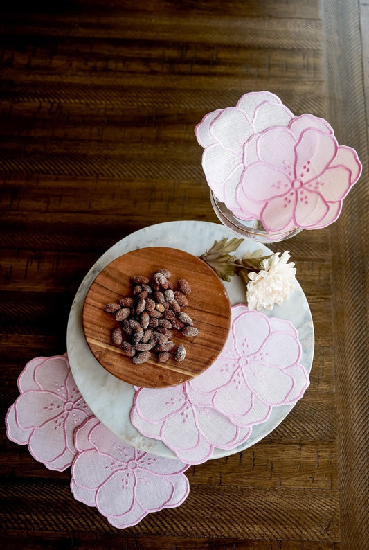 Pink Floral Cocktail Napkin - Hemsin Atelier