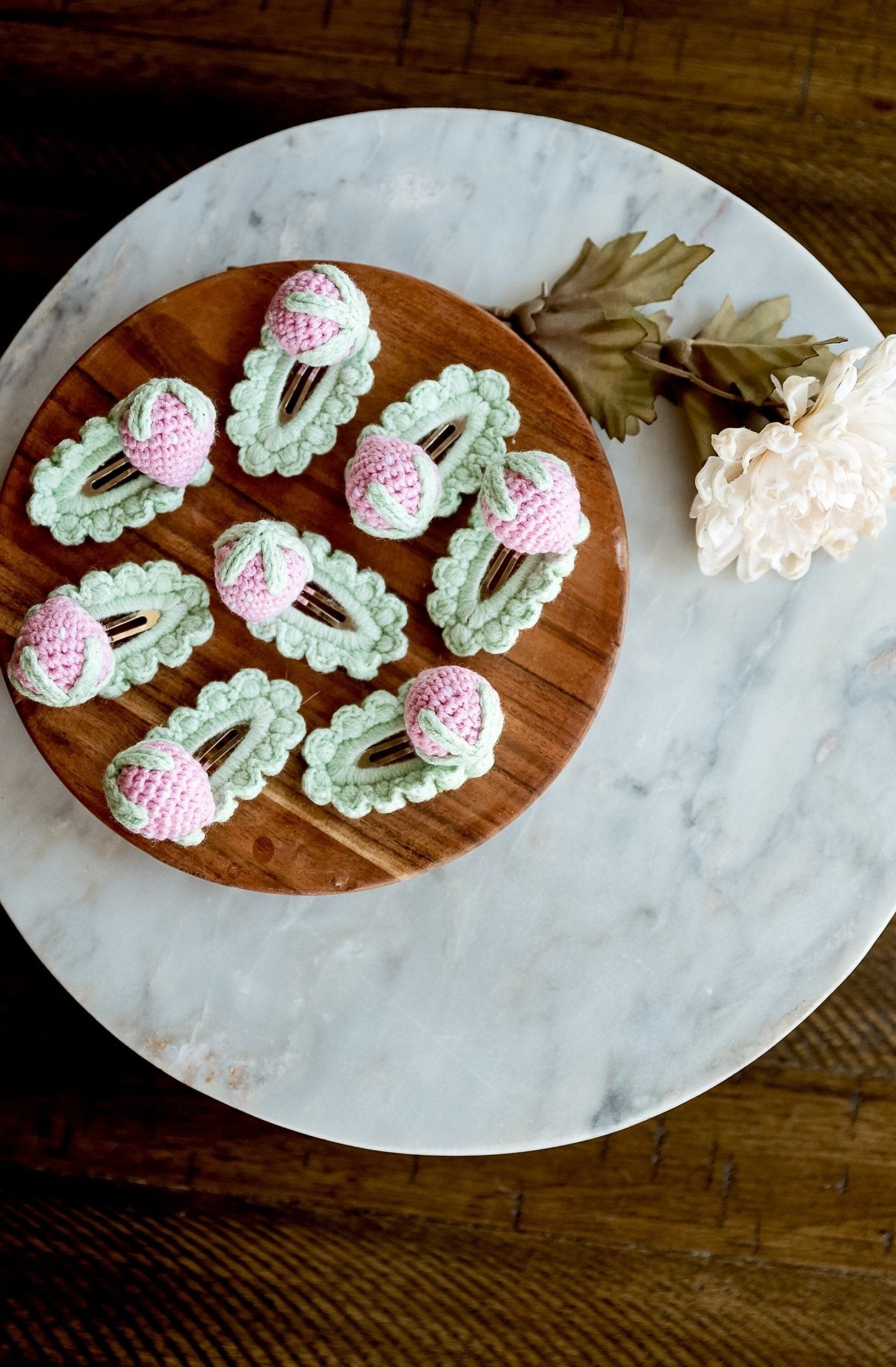 Pink Strawberry Hair Clips - Hemsin Atelier