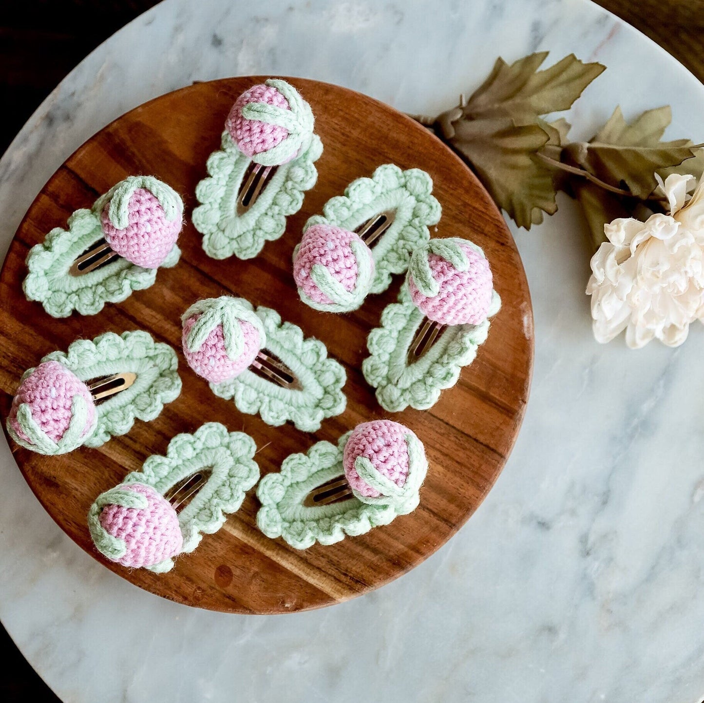 Pink Strawberry Hair Clips - Hemsin Atelier