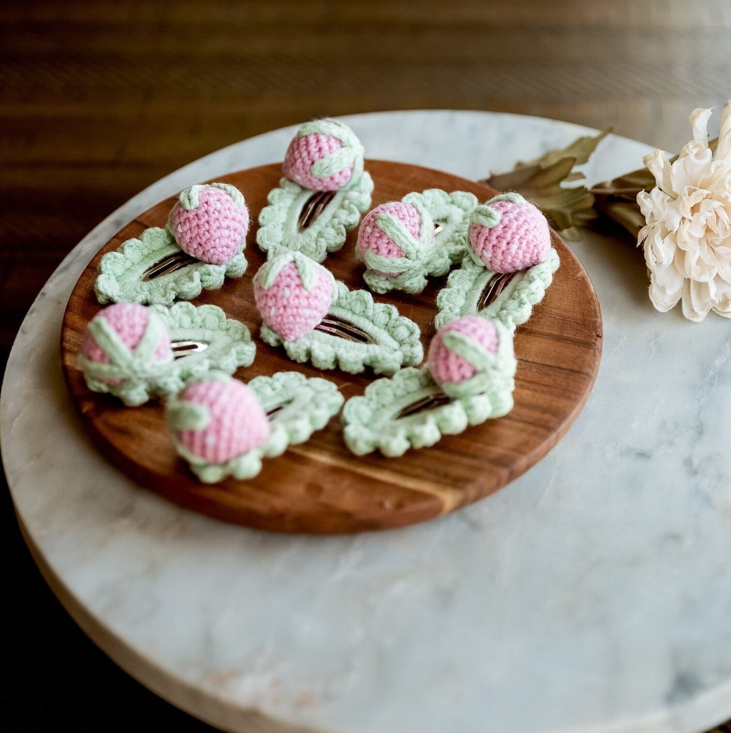 Pink Strawberry Hair Clips - Hemsin Atelier