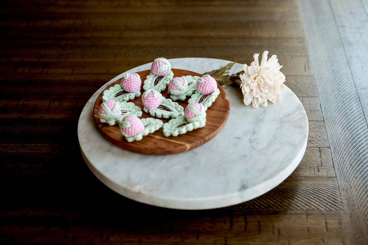 Pink Strawberry Hair Clips - Hemsin Atelier