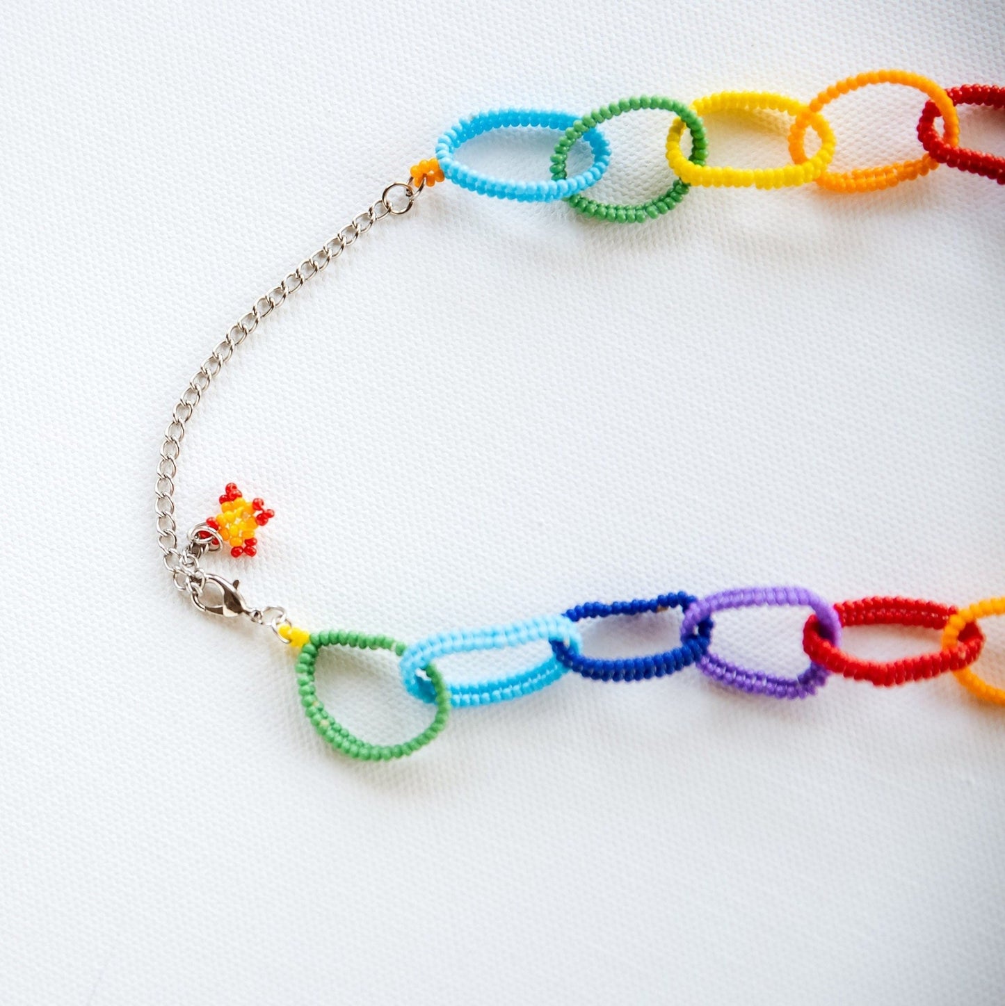 Rainbow Chain Necklace Rainbow Necklace Beaded Chain Necklace Pride Necklace LGBTQ Necklace Colorful Necklace Modern Necklace Pride Jewelry - Hemsin Atelier