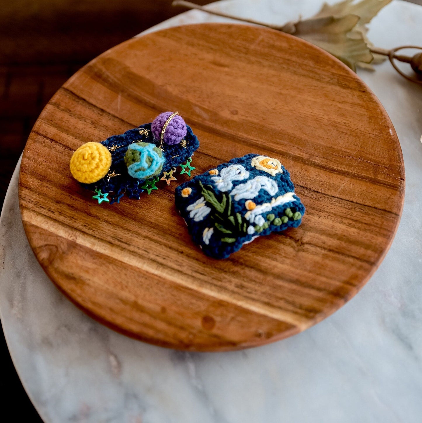 Starry Night and Planets Hair Clips - Hemsin Atelier