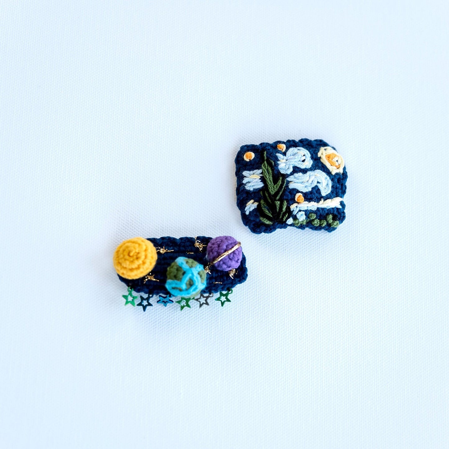 Starry Night and Planets Hair Clips - Hemsin Atelier
