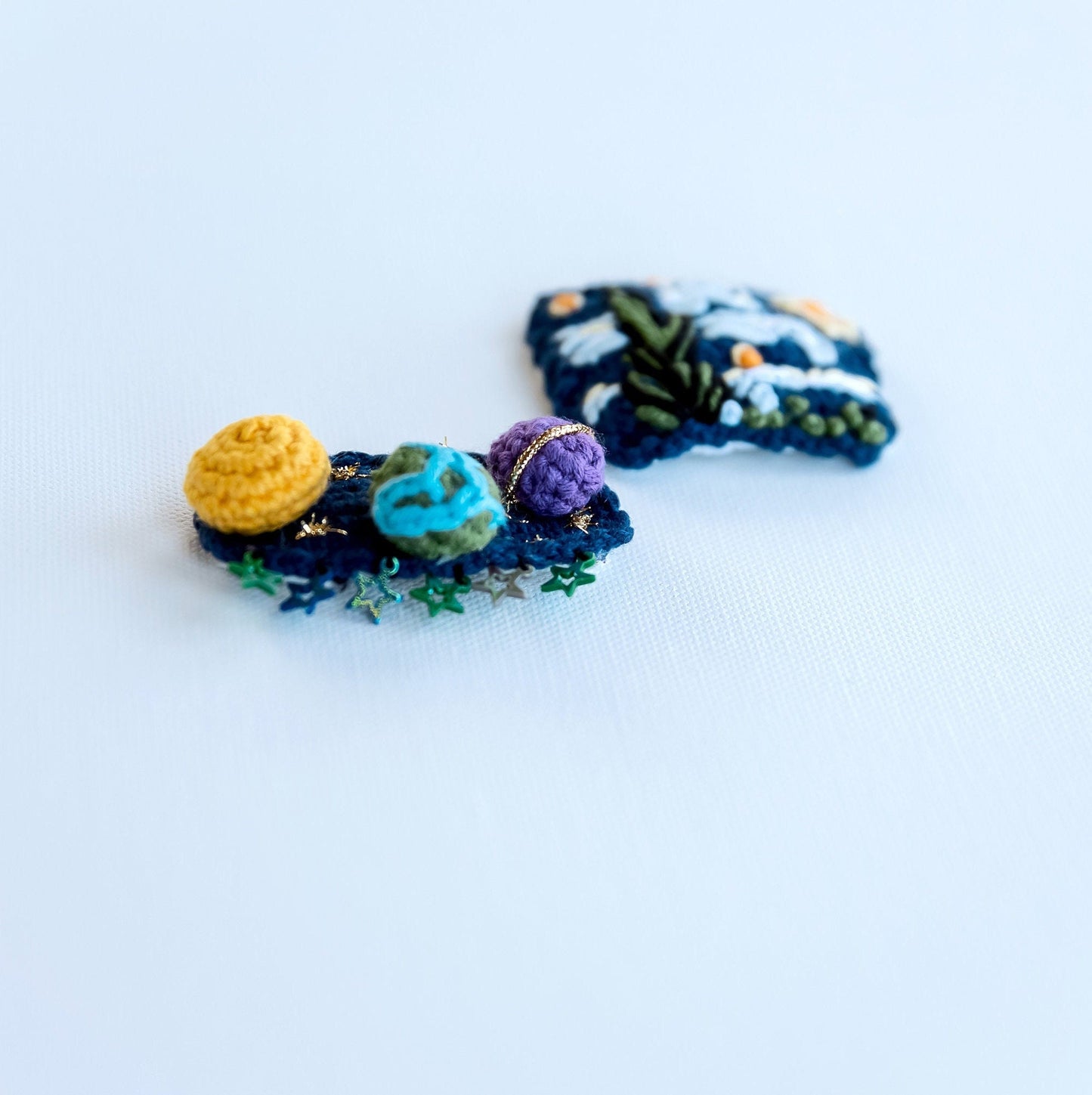 Starry Night and Planets Hair Clips - Hemsin Atelier