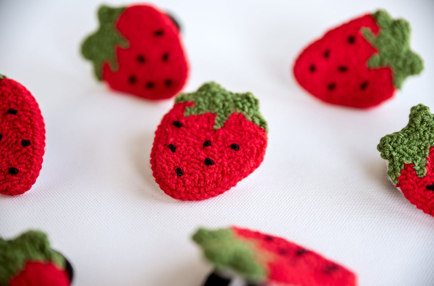 Strawberry Hair Ties Strawberry Scrunchies Kawai Strawberry Scrunchies Cute Berry Hair Ties Kawai Fruit Hair Ties Punch Needle Hair Ties - Hemsin Atelier