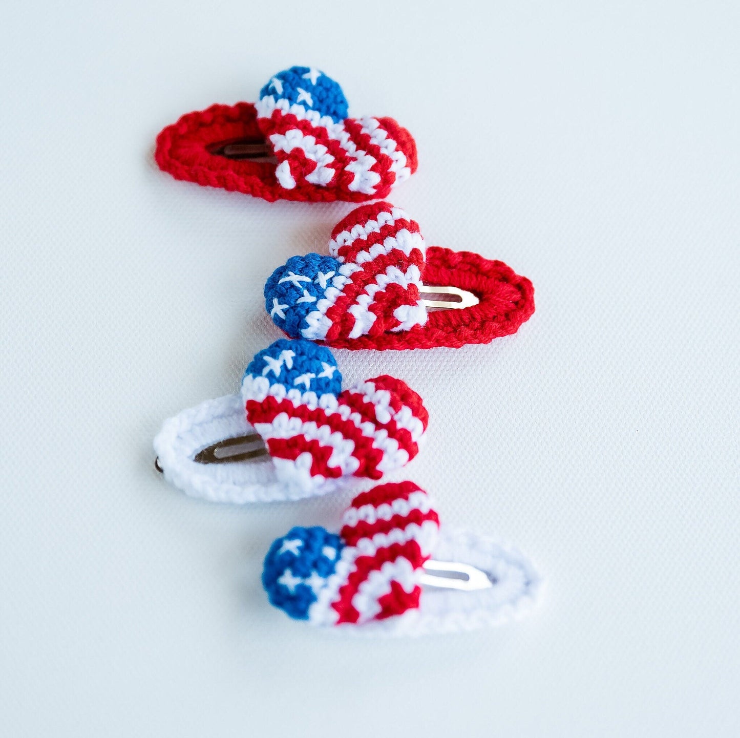 USA Flag Heart Hair Clips - Hemsin Atelier