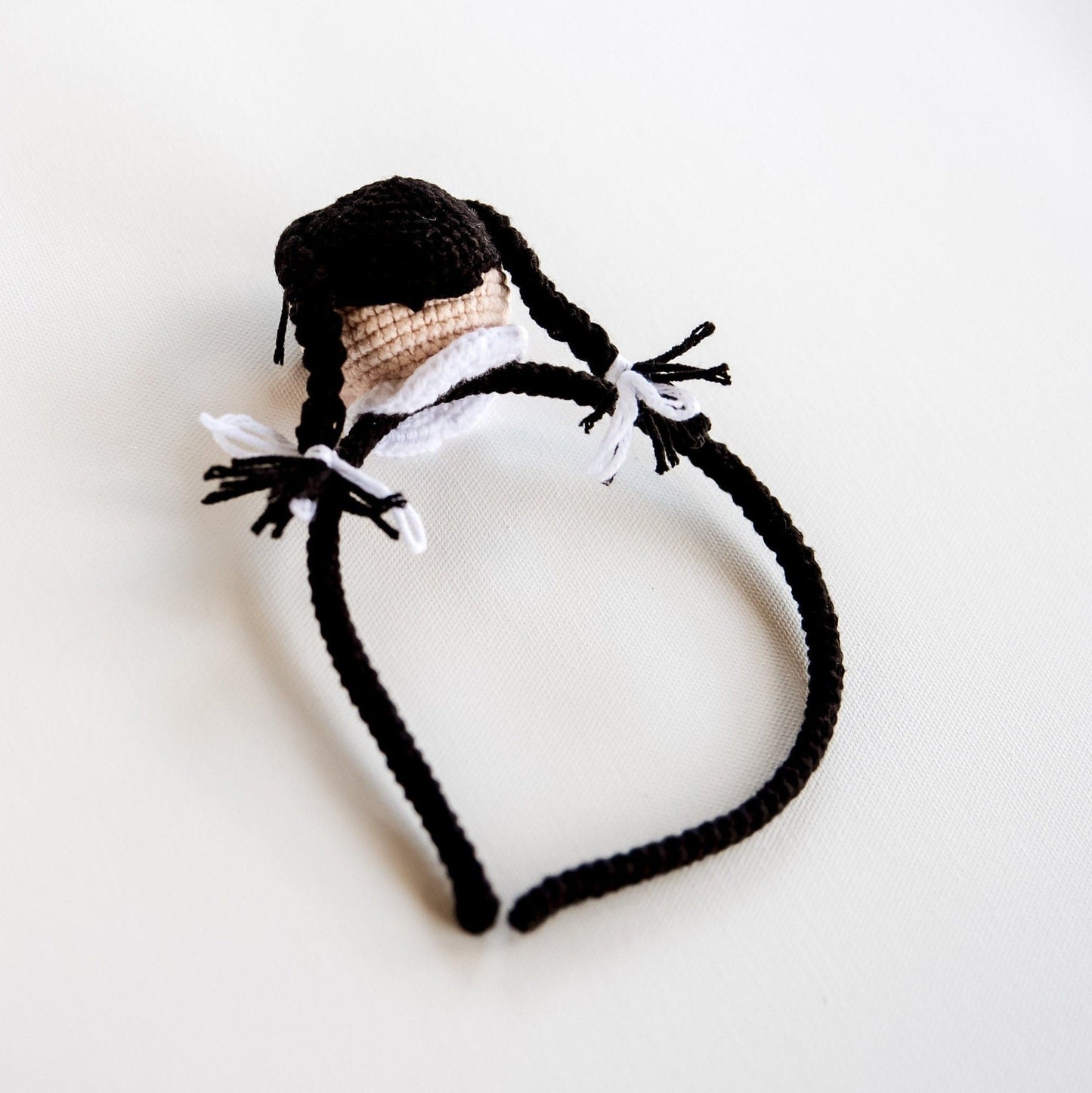 Wednesday Headband 3D Wednesday Headband Addams Family Headband Spooky Wednesday Addams Crown Amigurumi Wednesday Headpiece Halloween Gift - Hemsin Atelier