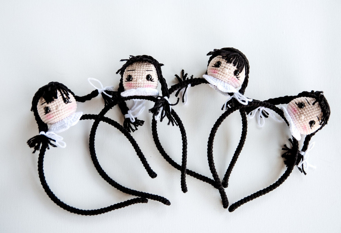 Wednesday Headband 3D Wednesday Headband Addams Family Headband Spooky Wednesday Addams Crown Amigurumi Wednesday Headpiece Halloween Gift - Hemsin Atelier