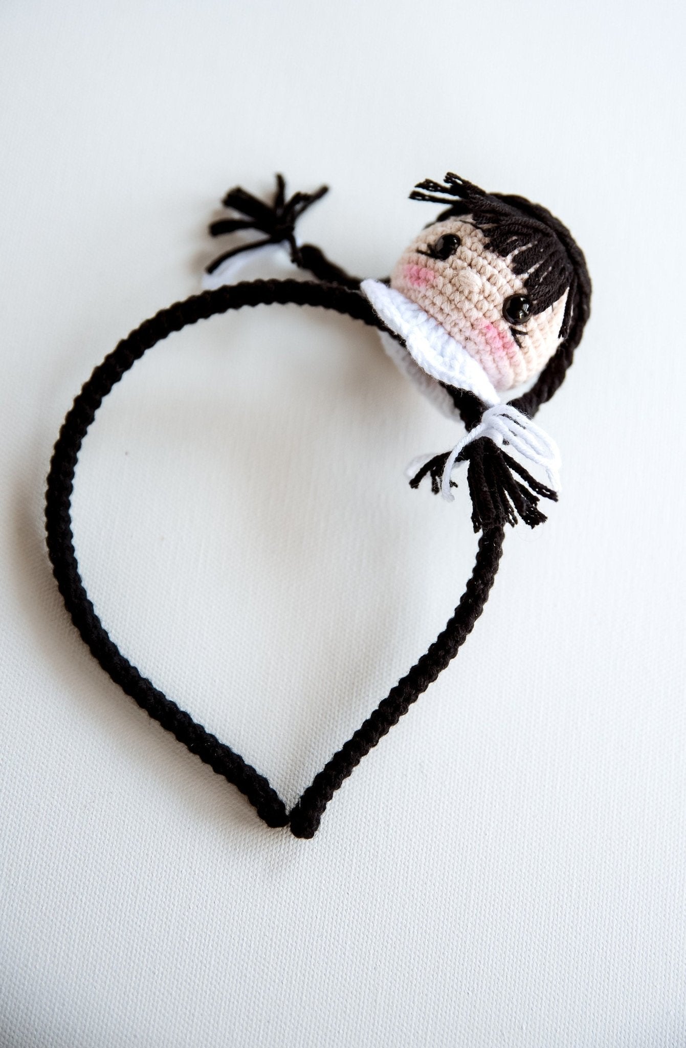 Wednesday Headband 3D Wednesday Headband Addams Family Headband Spooky Wednesday Addams Crown Amigurumi Wednesday Headpiece Halloween Gift - Hemsin Atelier