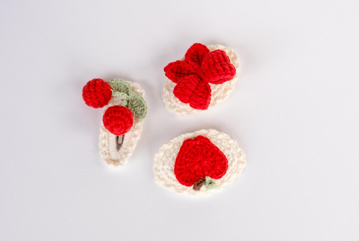 Apple, Cherry & Bow Hair Clips - Hemsin Atelier