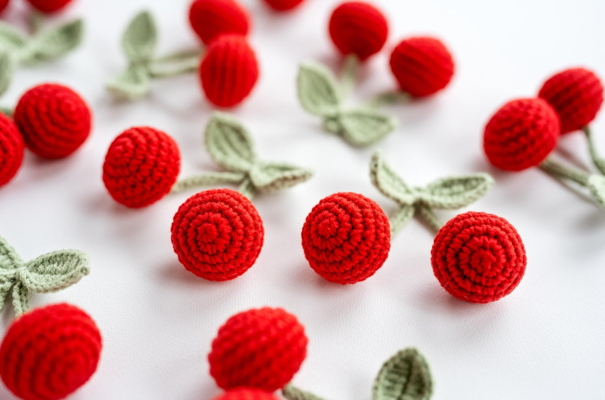 Crochet Cherry Appliques - Hemsin Atelier