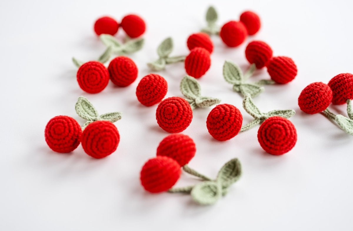 Crochet Cherry Appliques - Hemsin Atelier