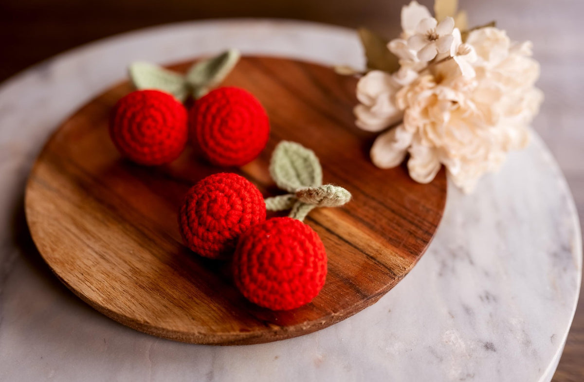 Crochet Cherry Appliques - Hemsin Atelier