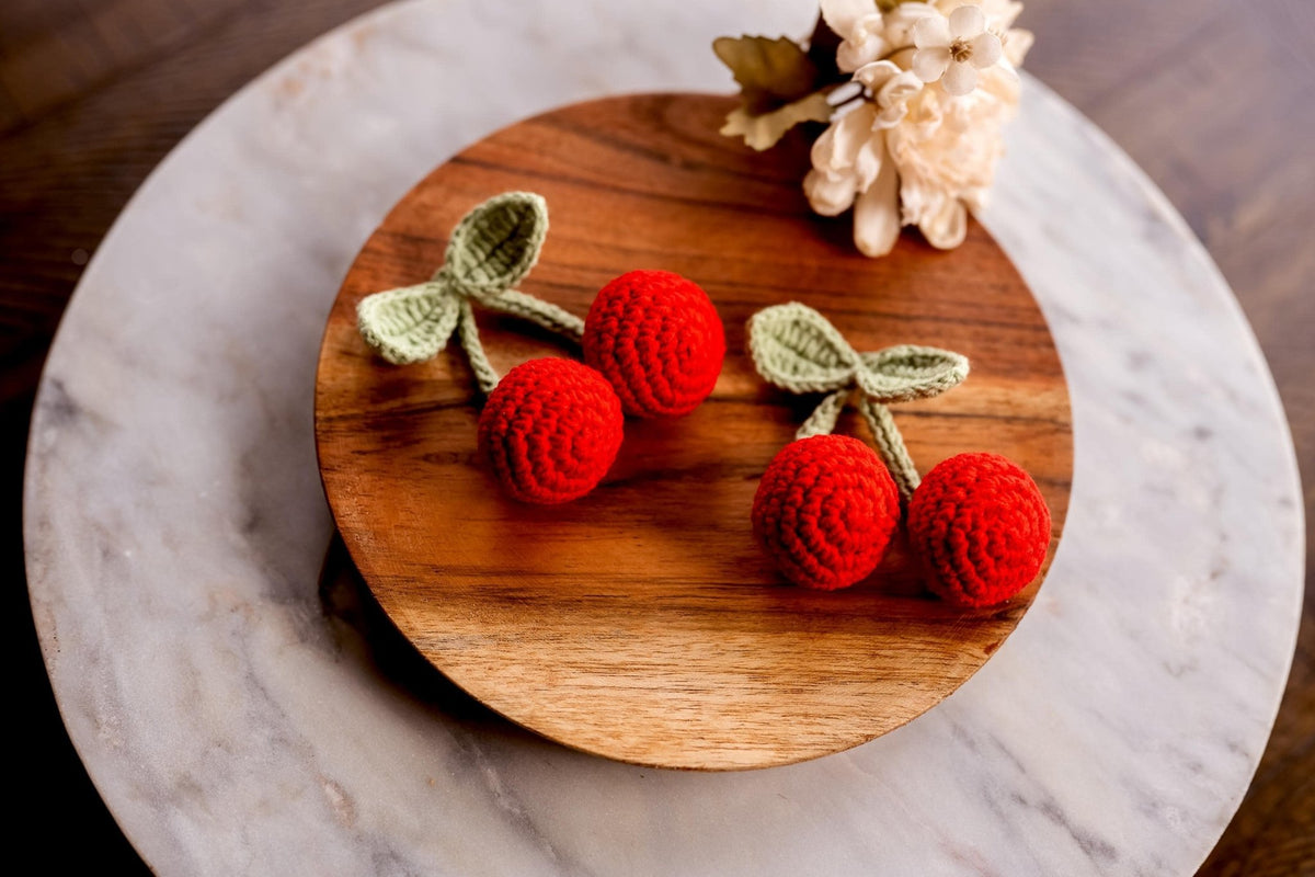 Crochet Cherry Appliques - Hemsin Atelier
