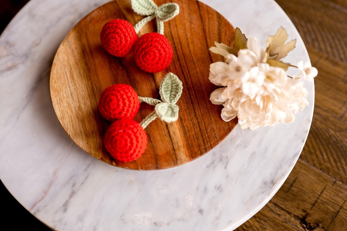 Crochet Cherry Appliques - Hemsin Atelier