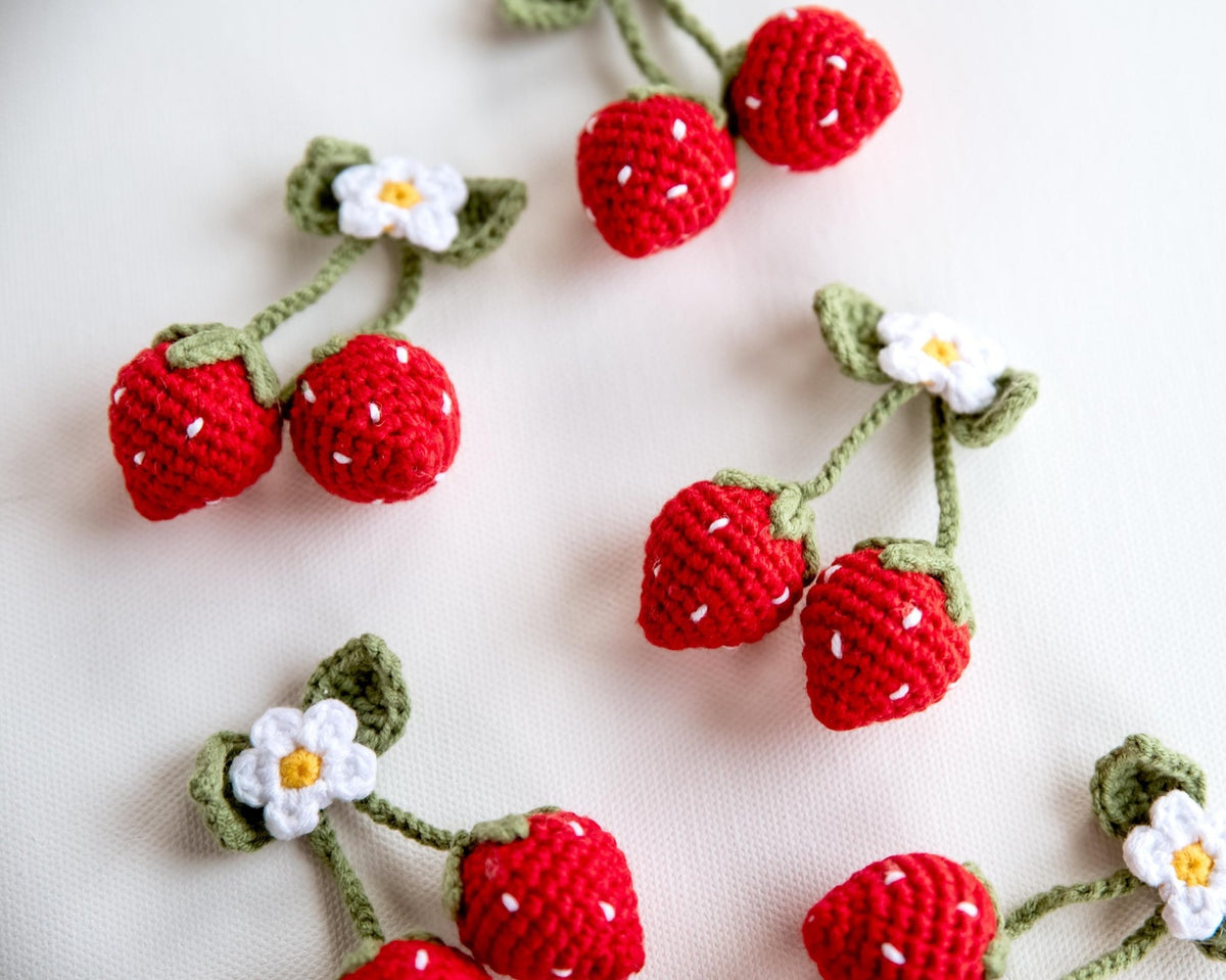 Crochet Strawberry Motifs - Hemsin Atelier