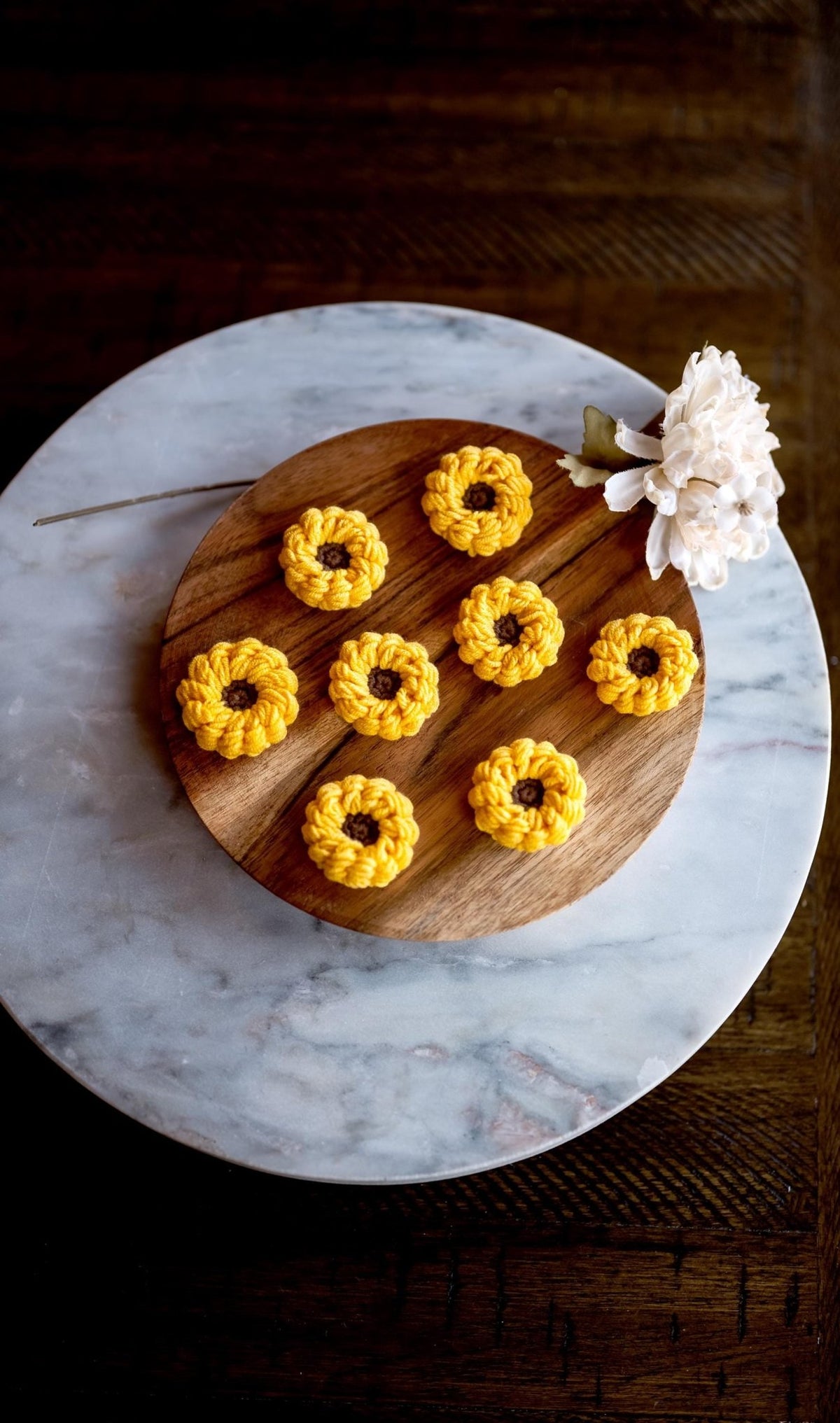 Crochet Sunflower Appliques - Hemsin Atelier