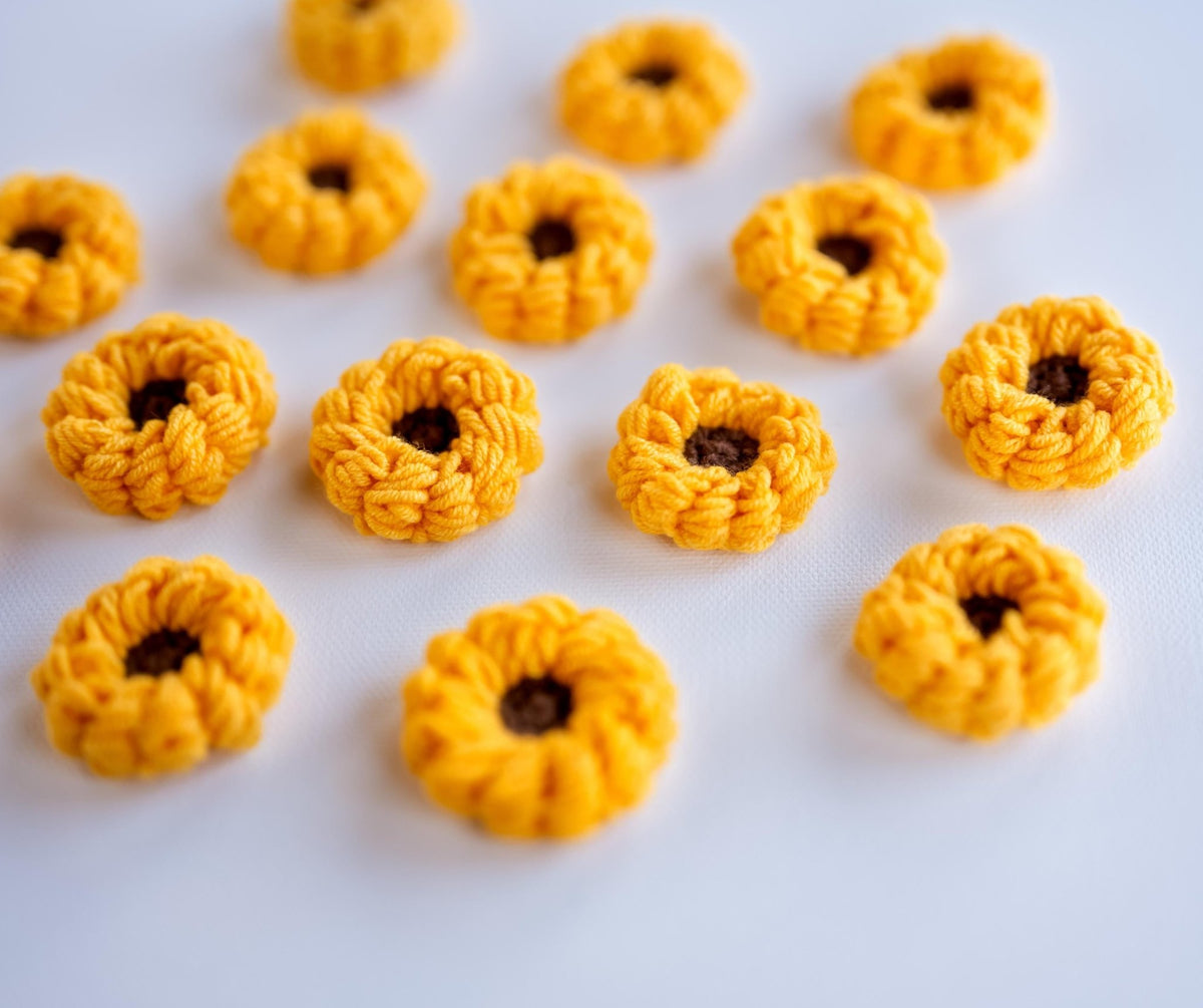 Crochet Sunflower Appliques - Hemsin Atelier