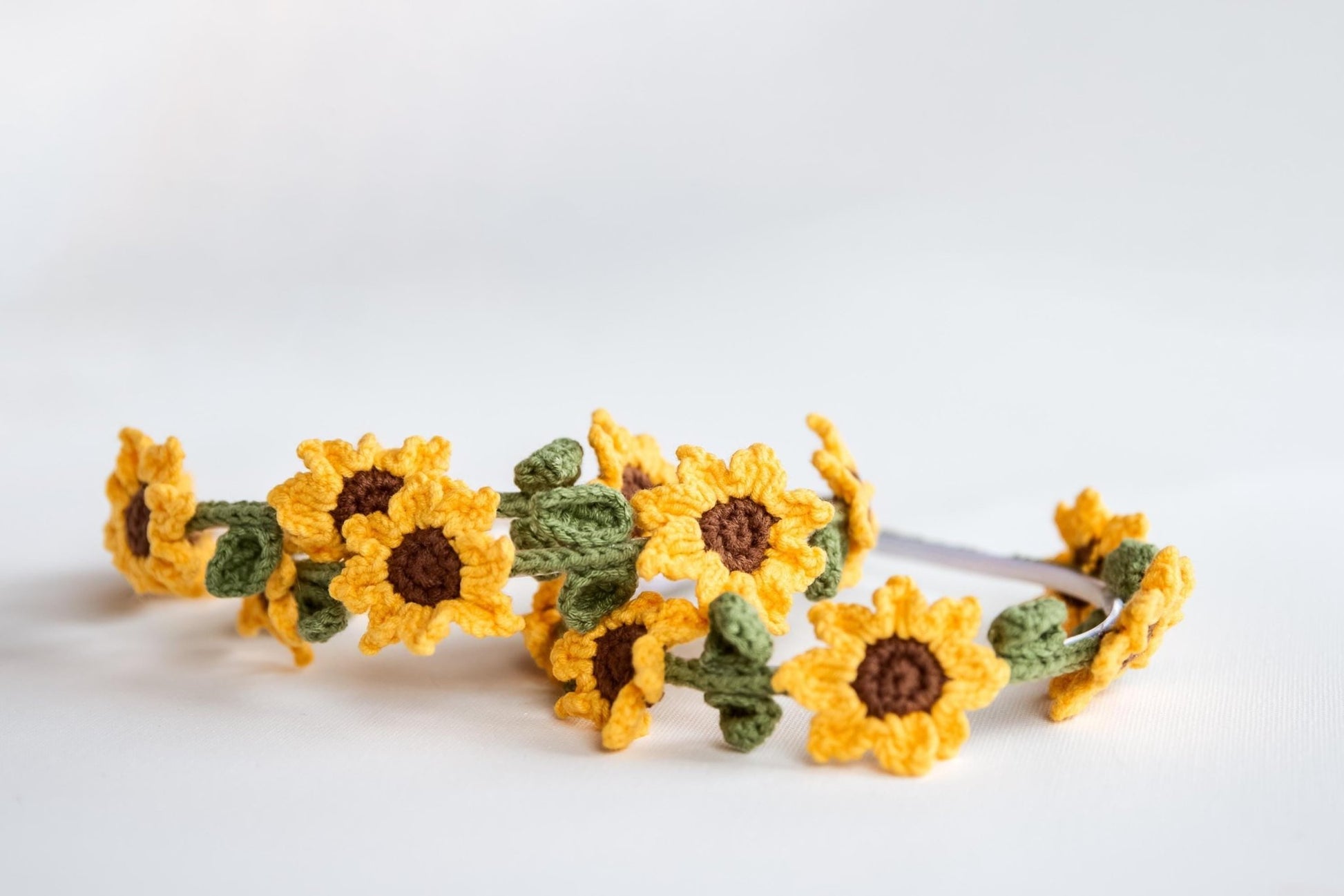 Floral Headband Sunflower Headband Flower Headpiece Crochet Sunflower Headpiece Flower Crown Kids Hair Accessories Unique Stocking Stuffers - Hemsin Atelier