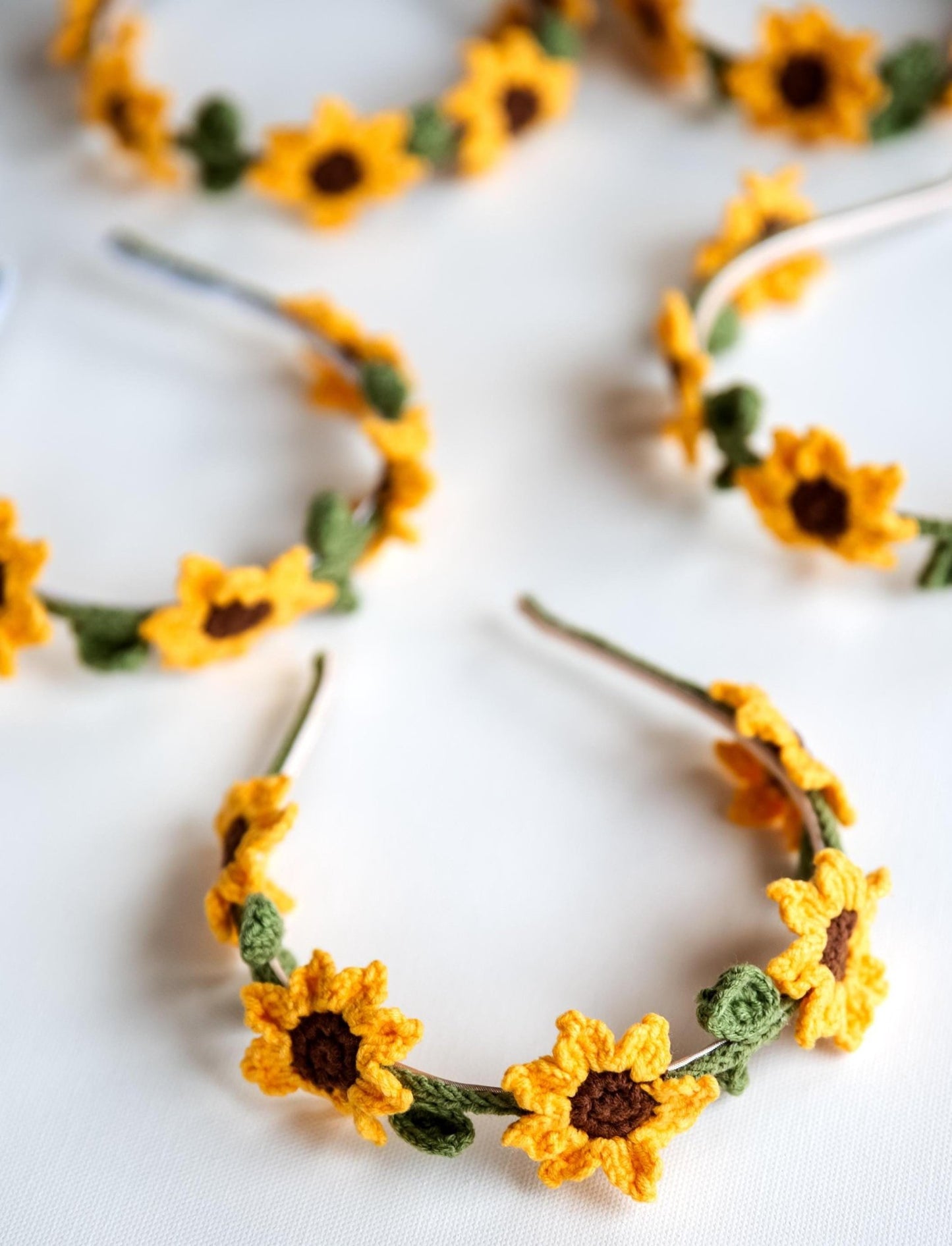 Floral Headband Sunflower Headband Flower Headpiece Crochet Sunflower Headpiece Flower Crown Kids Hair Accessories Unique Stocking Stuffers - Hemsin Atelier