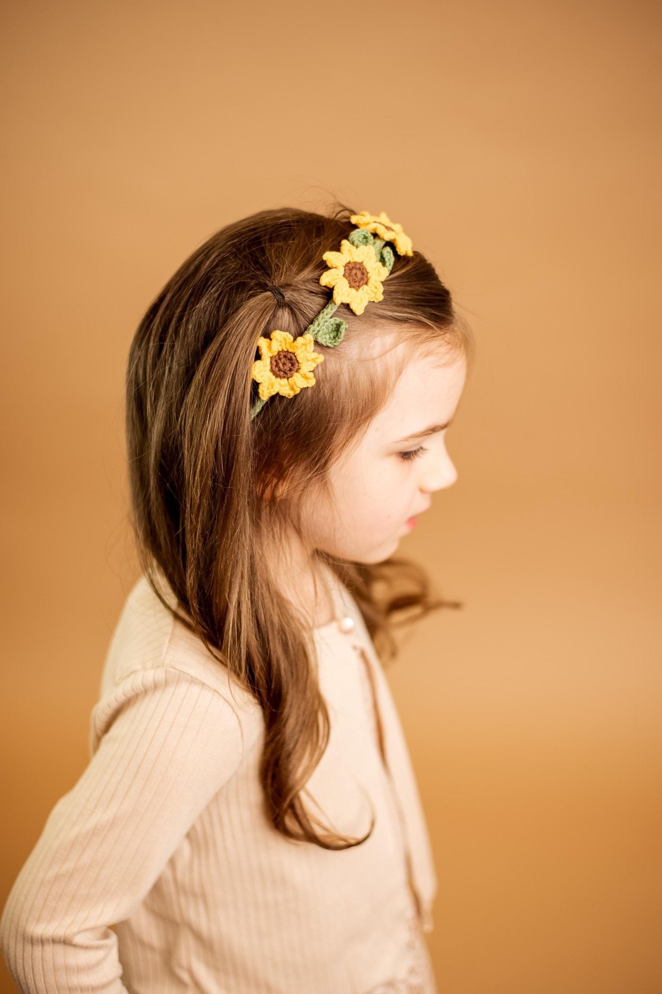 Floral Headband Sunflower Headband Flower Headpiece Crochet Sunflower Headpiece Flower Crown Kids Hair Accessories Unique Stocking Stuffers - Hemsin Atelier