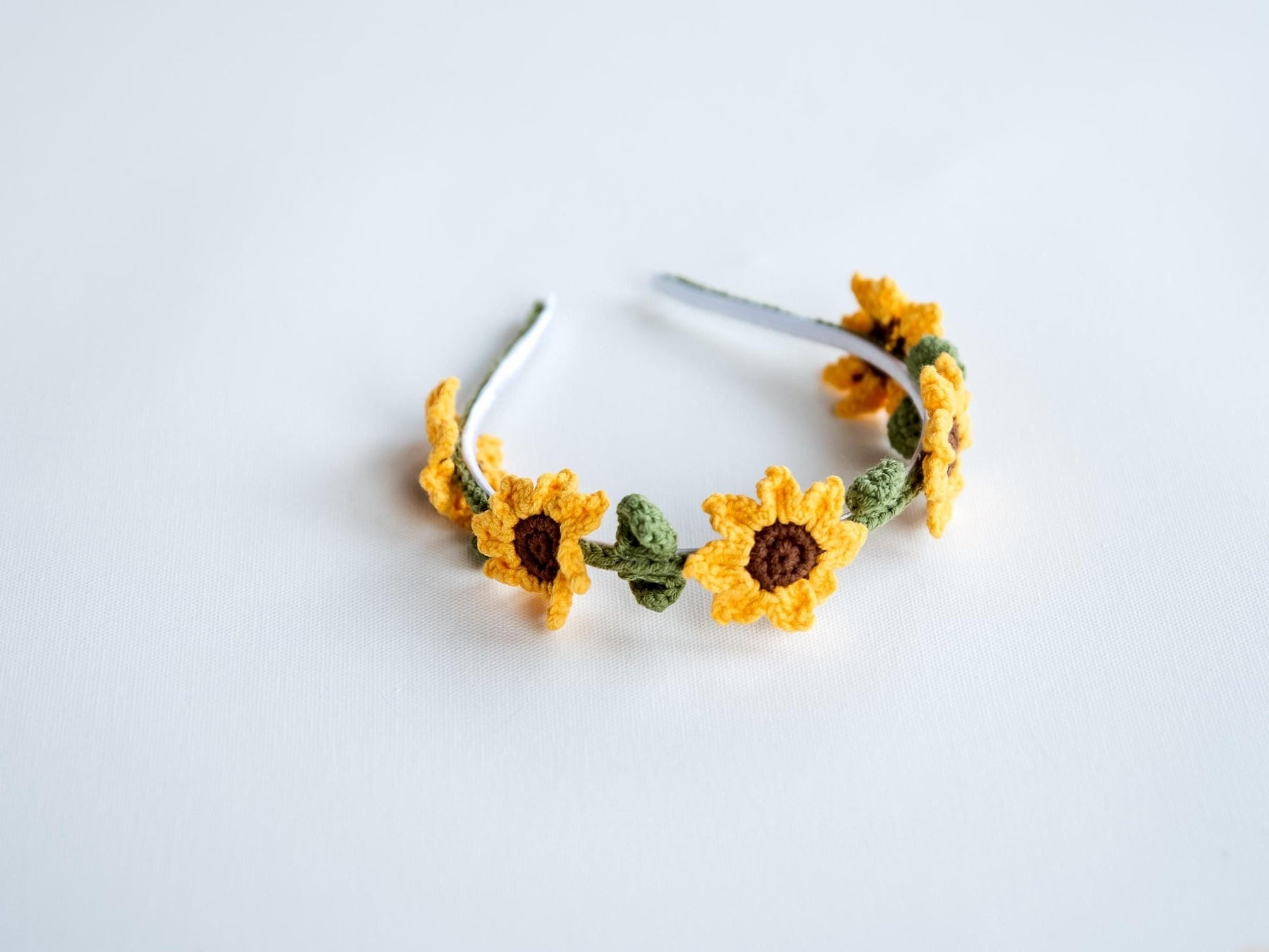 Floral Headband Sunflower Headband Flower Headpiece Crochet Sunflower Headpiece Flower Crown Kids Hair Accessories Unique Stocking Stuffers - Hemsin Atelier