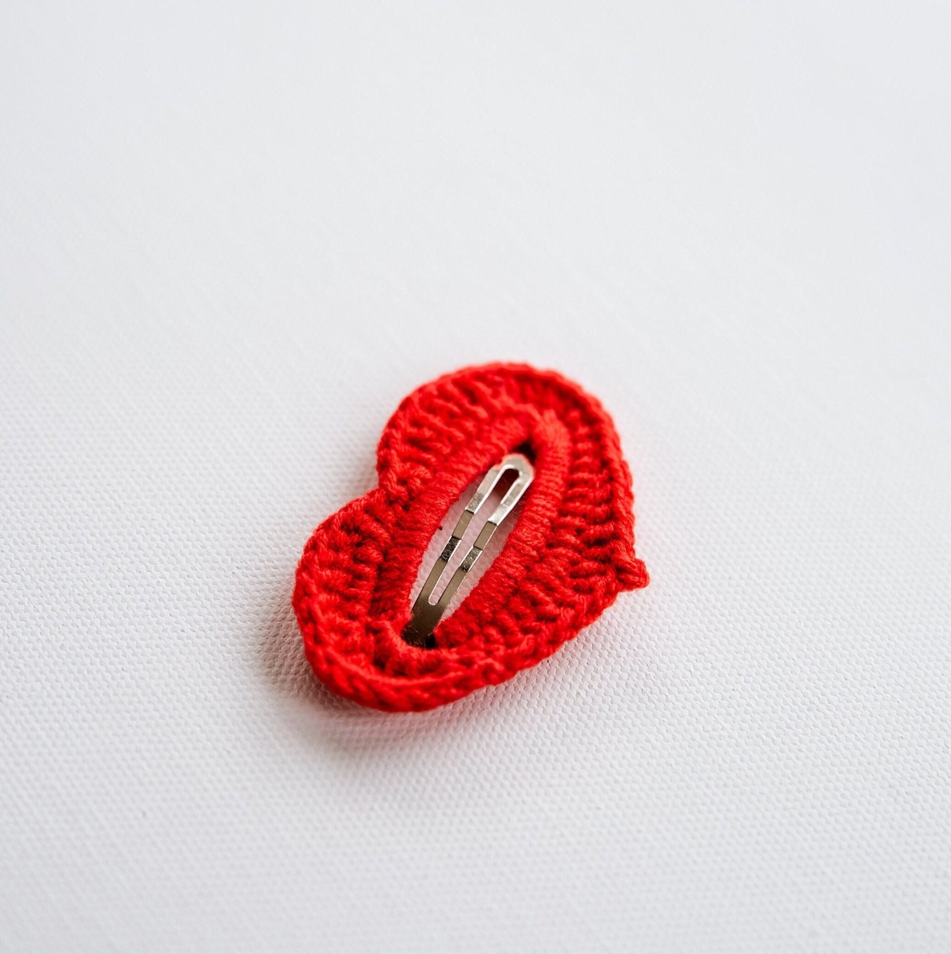 Heart Hair Clip Heart Shaped Hair Snap Kawai Heart Hair Barrette Red Heart Hair Clip Cute Crochet Hair Clip Valentines Day Gift Toddler Gift - Hemsin Atelier