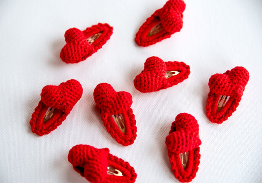 Heart Hair Clip Red Heart Hair Clip Heart Shaped Hair Snap Kawai Heart Hair Barrette Cute Crochet Hair Clip Valentines Day Gift Toddler Gift - Hemsin Atelier